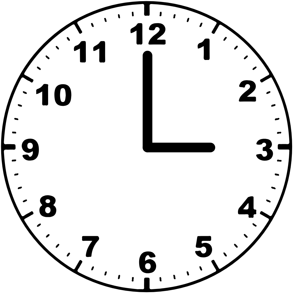 Clock face 3:00 pm