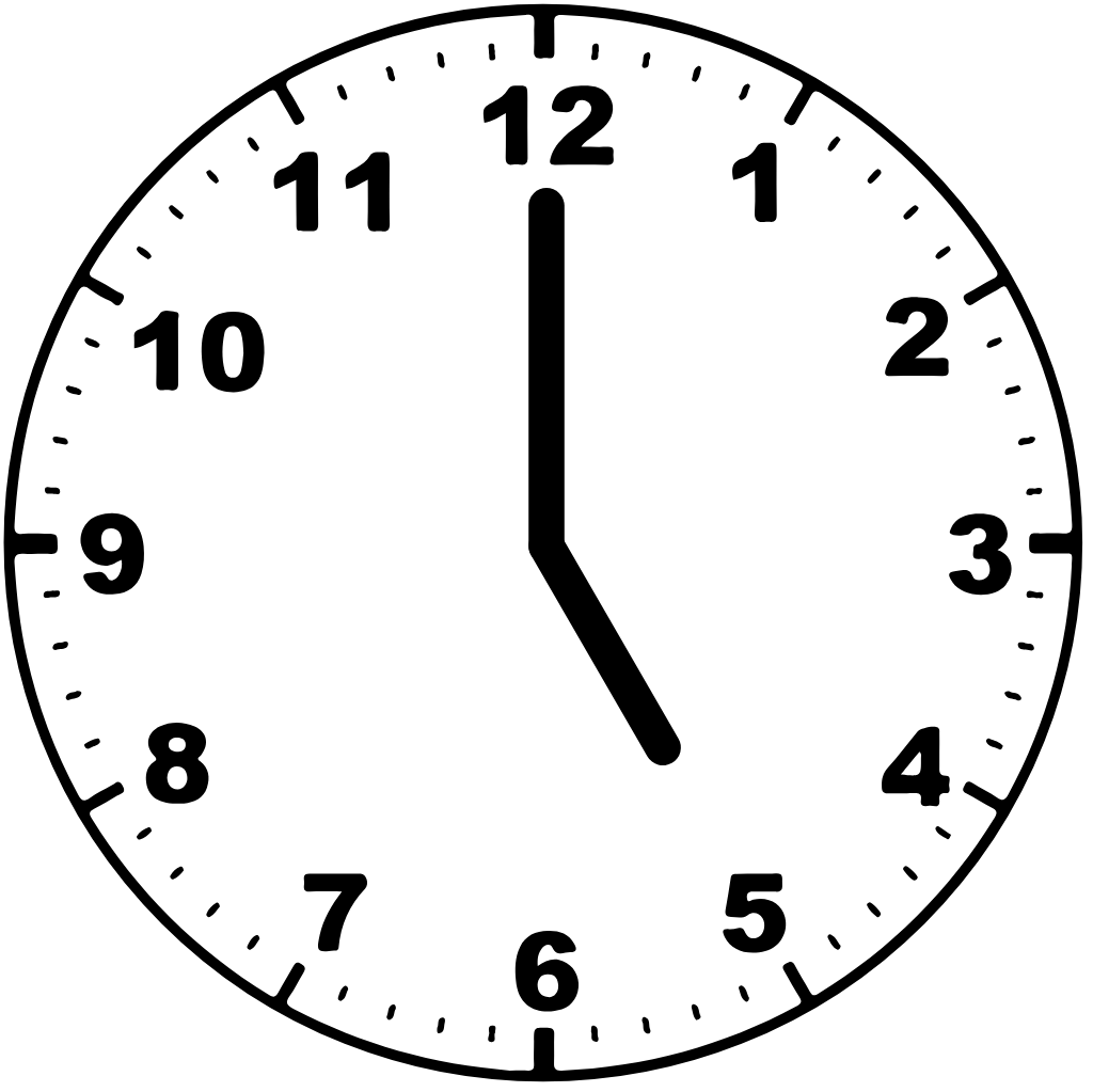 Clock face 5:00 pm