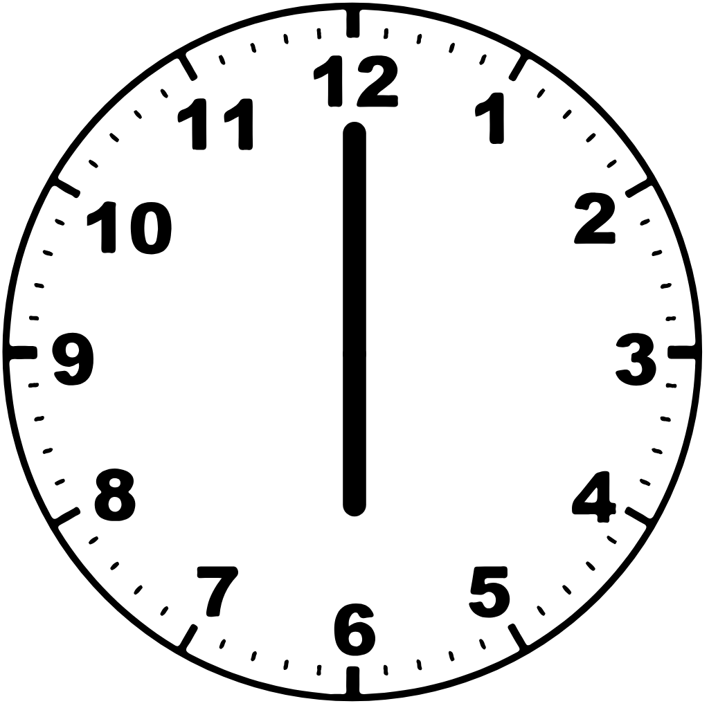 Clock face 6:00 am