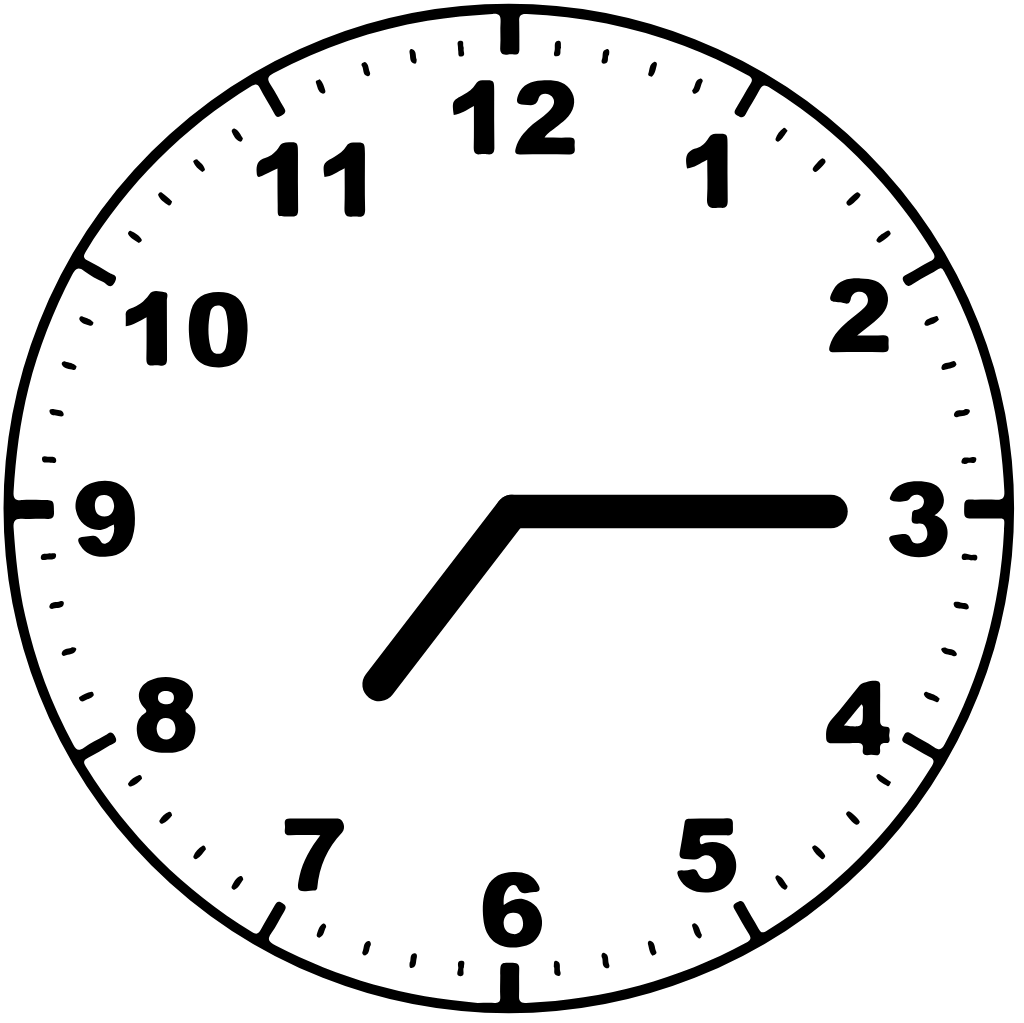 Clock face 7:15 am