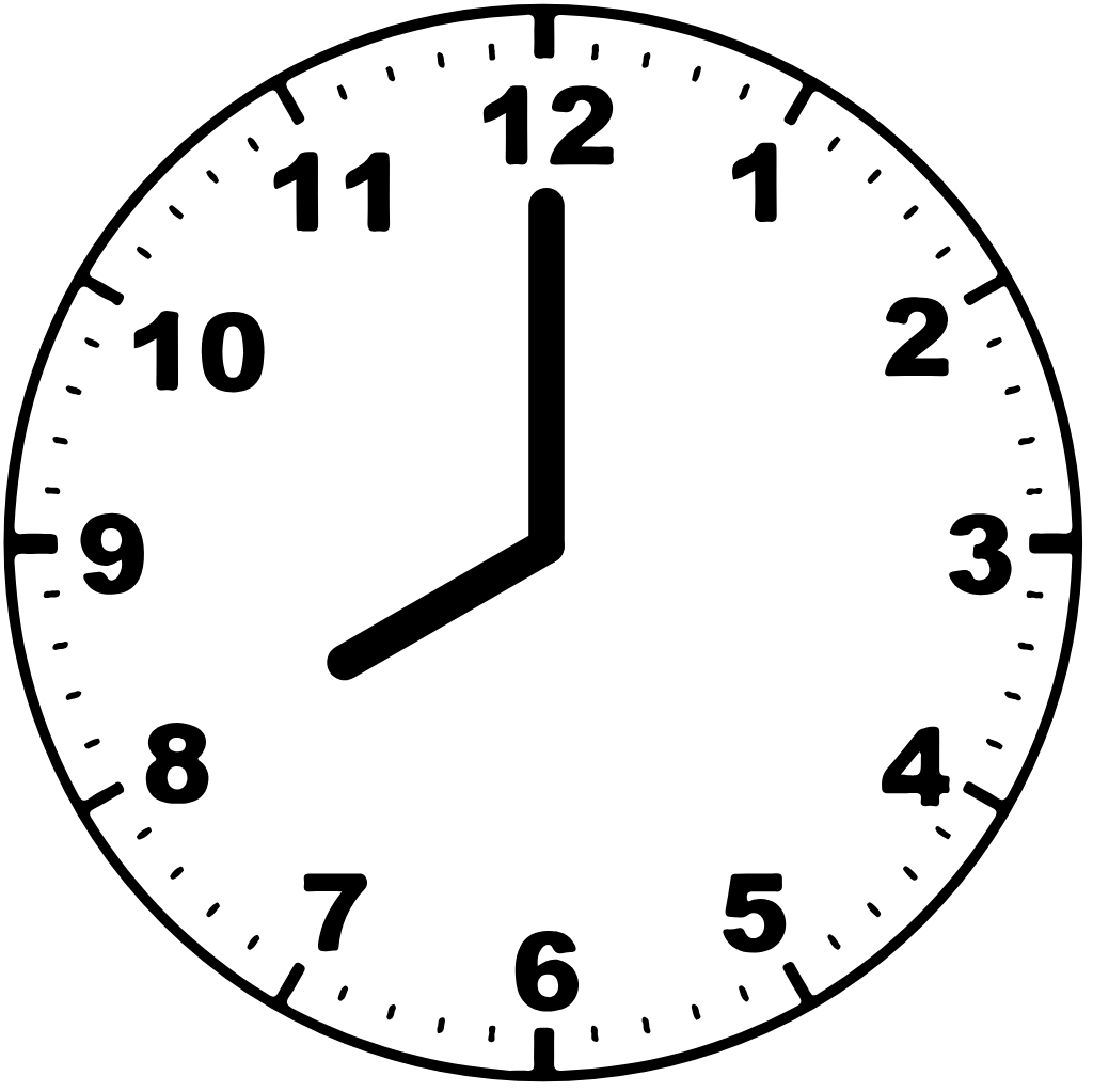 Clock face 8:00 am