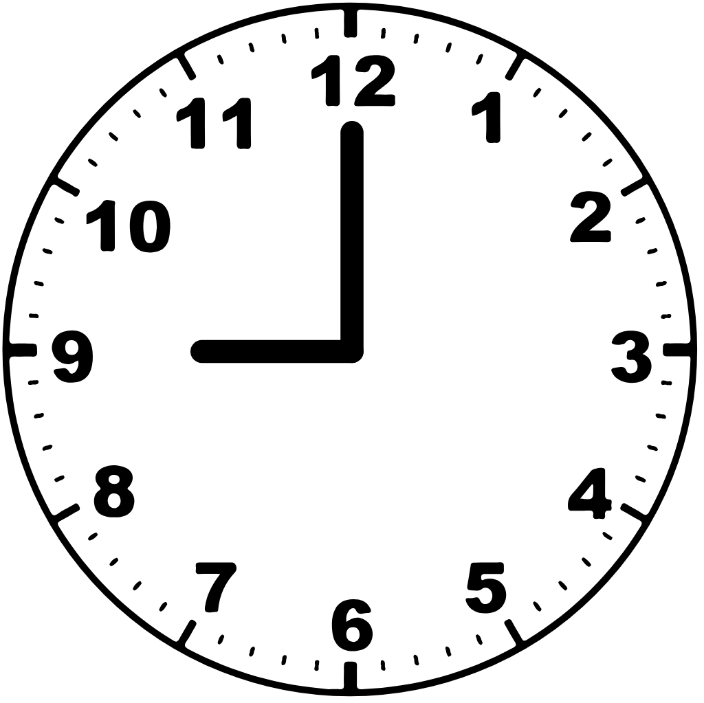 Clock face 9:00 am