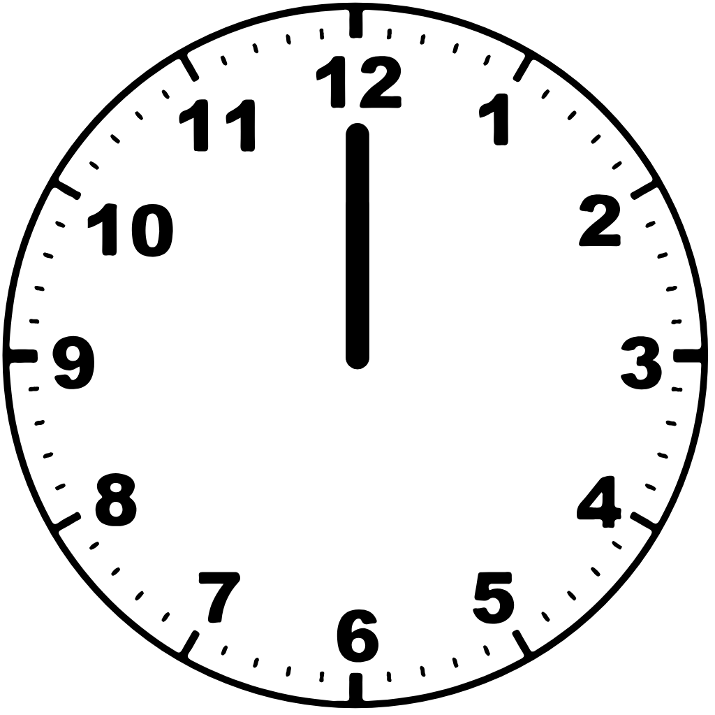 Clock face 12:00 pm